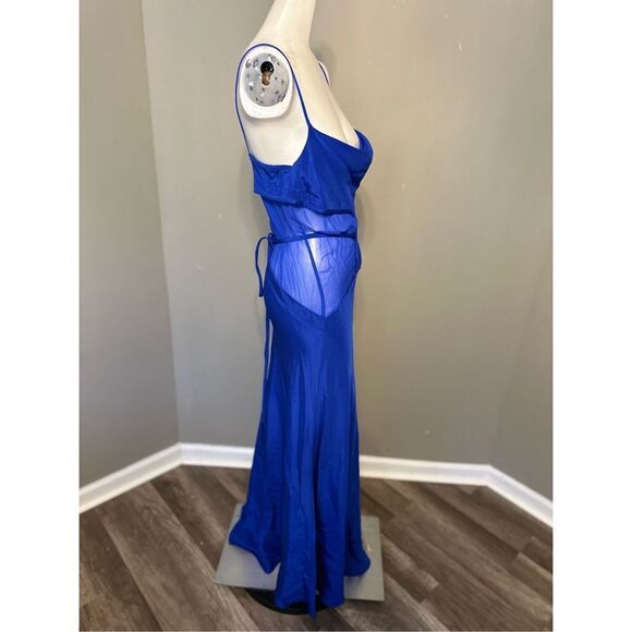 NWT CHRISTOPHER ESBER Mesh Panel Silk Maxi Dress - Picture 7 of 11